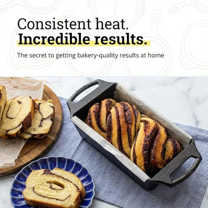 Lodge Seasoned Cast Iron Loaf Pan - Pre-Seasoned Rectangular Cast Iron Bakeware- Even Browning Bread Pan with Easy-Release Finish - PFAS-Free Non-Toxic Cookware - 8.5 Inches