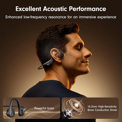 Bone Conduction Headphones,Open Ear Headphones Bluetooth 5.4 with Mic,10H Playtime,Bone Conduction Earbuds IPX5 Waterproof,Sports Headphonefor Running,Gym,Hiking,Cycling