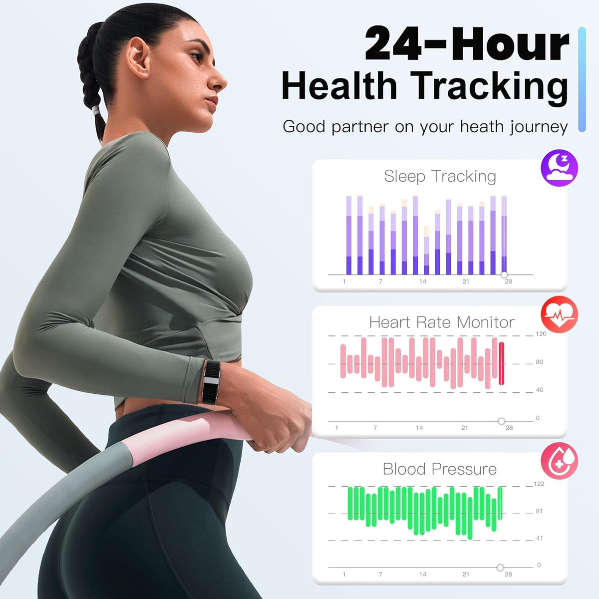 Sleep & Fitness Tracker Wristband for Women Men | 24/7 Heart Rate, Blood Oxygen & Stress Monitor | Step & Calorie Counter | IP68 Waterproof Activity Tracker, No Subscription Fee (Black)