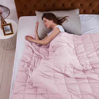 L'AGRATY Weighted Blanket - 60"x80" 22lbs Cooling Breathable Heavy Blanket Microfiber Material with Glass Beads Big Blanket for Adult All-season Summer Fall Winter Soft Thick Comfort Blanket