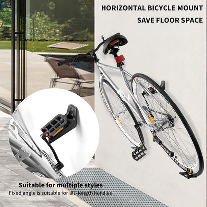 Bike Wall Mount, Horizontal Indoor Storage Bike Hook Rack for Garage or Home, Heavy Duty Bicycle Hold hooks for Road, Mountain or Hybrid Bikes.