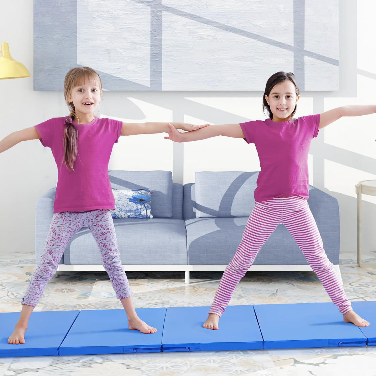 ZENOVA Gymnastics Mat 6'x3'x2''/4'x8'x2'' Exercise Mat Gym Mat for Home Aerobics Workout Foldable Tumbling Mat Children Gifts