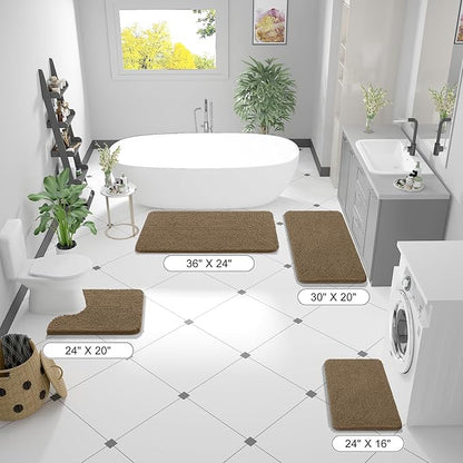 OLANLY Large Bathroom Rugs 70x46, Extra Soft Absorbent Chenille Bath Rugs, Rubber Backing Quick Dry, Machine Washable Bath Mats for Bathroom Floor, Tub and Shower, Home Decor Accessories, Tan