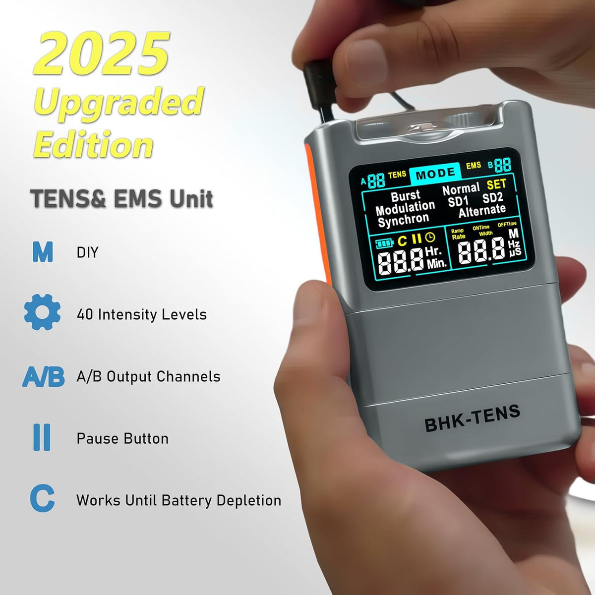 DIY Pluse TENS EMS Unit Muscle Stimulator for Back Pain Relief, Rechargeable TENS Unit Machine with 8 Modes & 8 Electrode Pads. Electric TENS Massager for Chronic Pain, Muscle Relaxation, Home Use