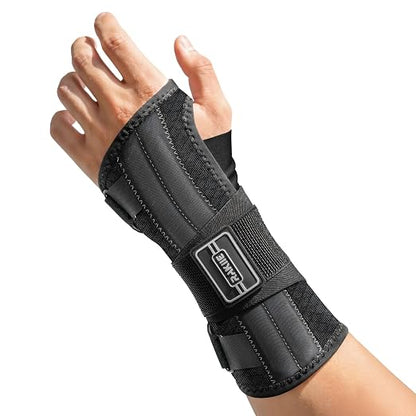 Rakiie Upgraded Carpal Tunnel Wrist Brace, Night Sleeping Support for Arthritis, Sprain & Tendonitis Pain Relief, Flexible 3-Bar Support, Breathable Hand Splint for Typing, Work & Housework, Fit for Men & Women (Gray, Medium, Left Hand)