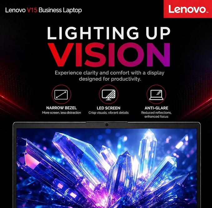 Lenovo V15 Business Laptop, Intel N150 Quad-Core Processor, 15.6" FHD Display, 16GB DDR5 RAM, 1TB NVMe SSD, Wi-Fi 6, Ethernet RJ-45, Dolby Audio, Windows 11 Pro, Business Black