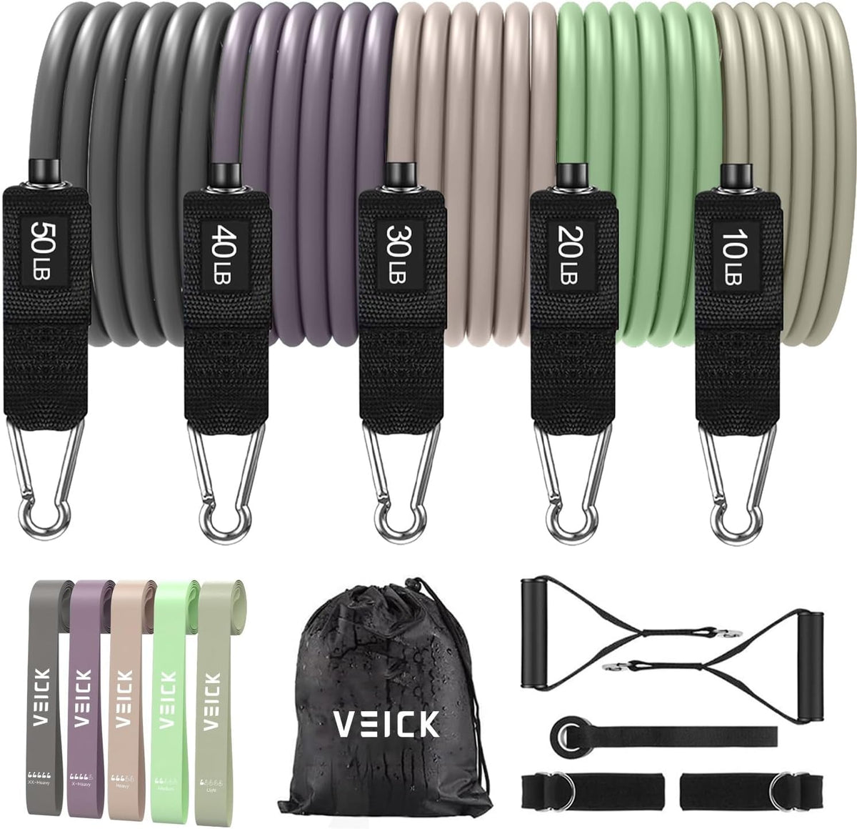 VEICK Resistance Bands, Exercise Bands, Workout Bands, Resistance Bands for Working Out with Handles for Men and Women, Exercising Bands for Fitness Weights Work Out at Home