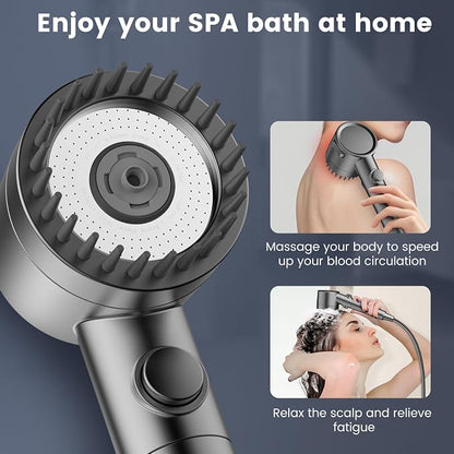 Filtered Shower Head with Handheld, High Pressure 5-Spray Shower Head with Filters for Hard Water, ON/OFF Switch Showerhead for Pets Bath, Shower Heads Filter - Remove Chlorine, Improve Skin and Hair