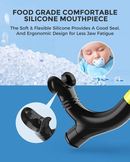 OMID SN1 Snorkel for Adult Youth, Diving Snorkel with One-Way Purge Valve, Food-Grade Silicone Mouthpiece