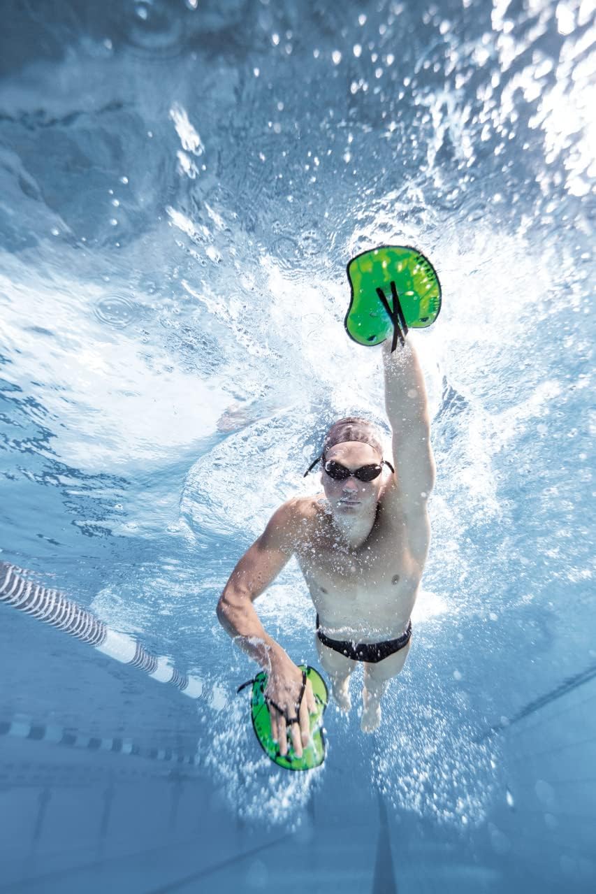 Arena Unisex Adult Vortex Evolution Swimming Hand Paddles for Women and Men Adjustable Straps Curved Design