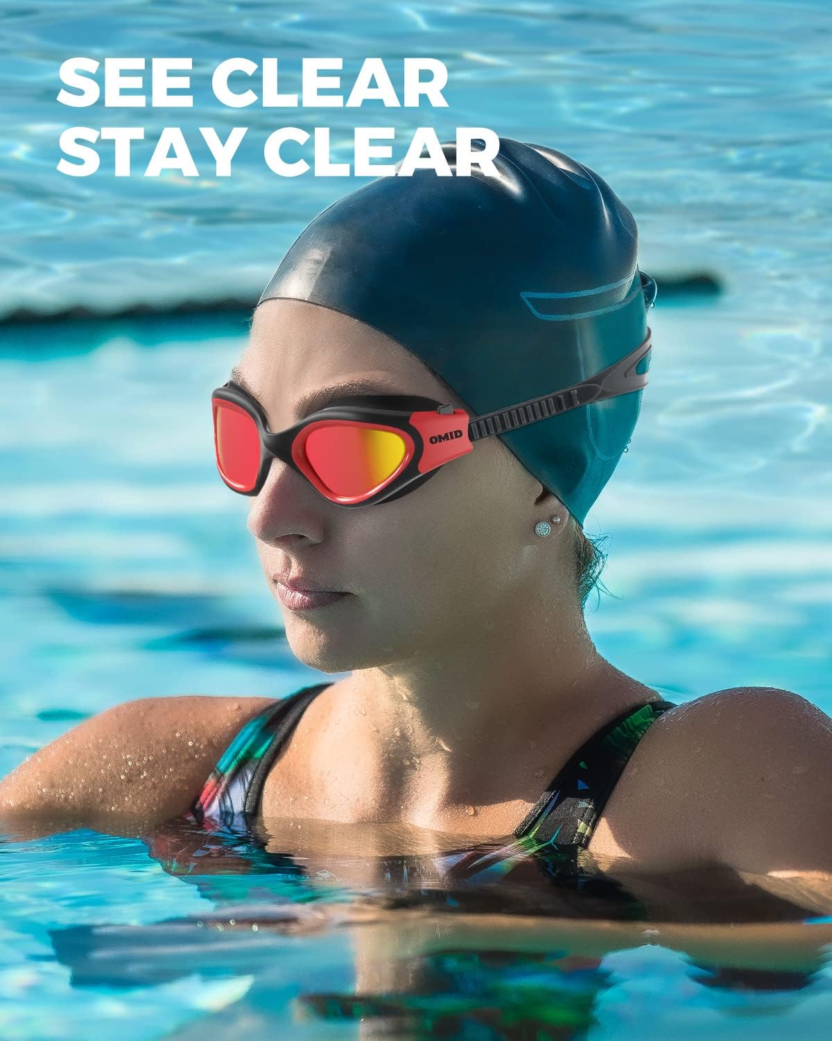 OMID Swim Goggles, P2 Polarized Swimming Goggles for Men Anti-fog Goggles Swimming for Adult Women