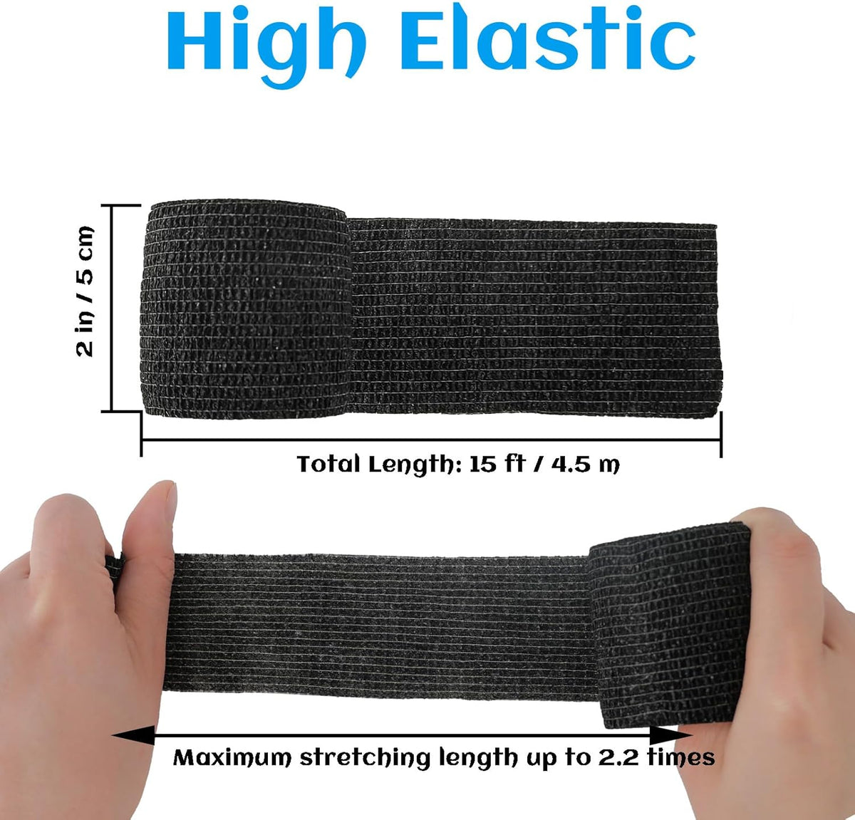 36 Rolls Elastic Self Adhesive Bandage Wrap 2 Inch, Breathable Non Woven Cohesive Bandage, Vet Wrap for Dogs, Ankle Sprains Swelling Medical First Aid Tape, Sports Athletic Tape Black