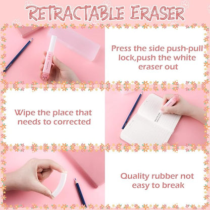 8 Pcs Cute Cat Paw Stationery Set Kawaii School Office Supplies Including Eraser Correction Tape Highlighters Sticky Notes Ruler for Cat Lovers Students (Pink)