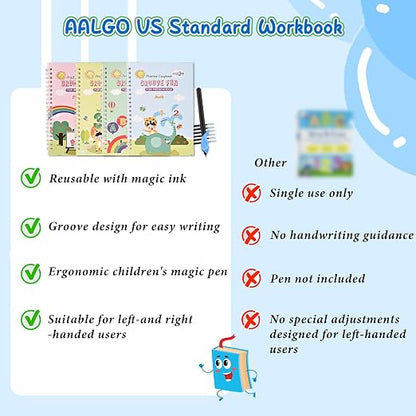 AALGO Handwriting Book Practice for Kids,Reusable Grooved Handwriting Books