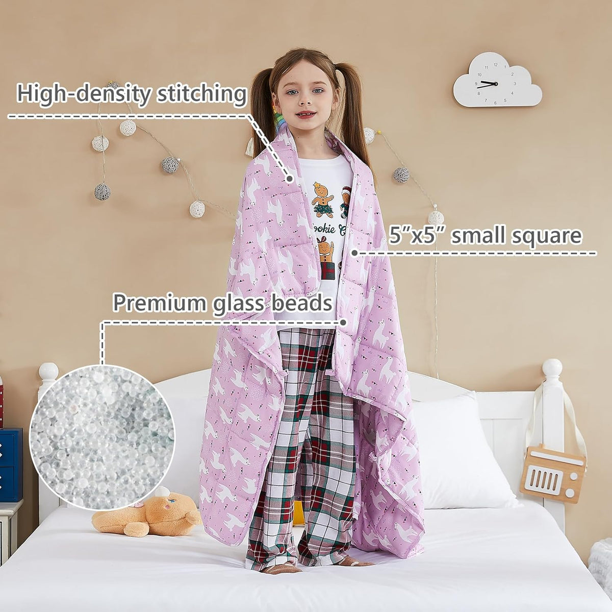 L'AGRATY Weighted Blanket - 36"x48" 5lbs Weighted Blanket Microfiber Material with Glass Beads Small Blanket for All-Season Summer Fall Winter Soft Thick Blanket