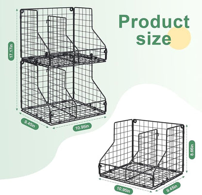 JKsmart 4 Pack Stackable Can Organizer for Pantry with Adjustable Dividers, Soda Can Organizer, Can Storage Dispenser Holds up to 56 Cans, Metal Wire Baskets Can Holder for Kitchen Cabinet Pantry