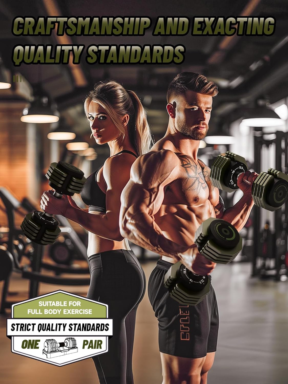 Adjustable Dumbbells Set 22.5LB Pair, 5 Weights Option Dumbbells Set with Comfort Non-slip Metal Handle, Compact Weight Set For Home Gym Suit both Men and Women
