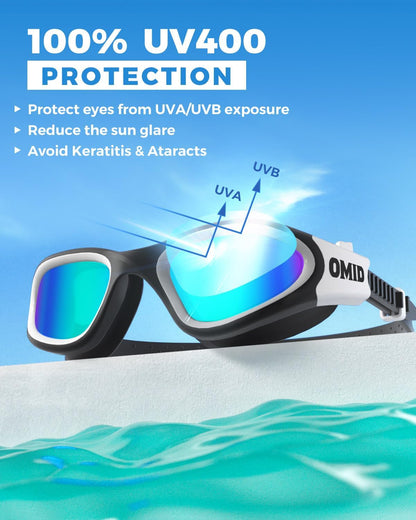 OMID Swim Goggles, P2 Polarized Swimming Goggles for Men Anti-fog Goggles Swimming for Adult Women