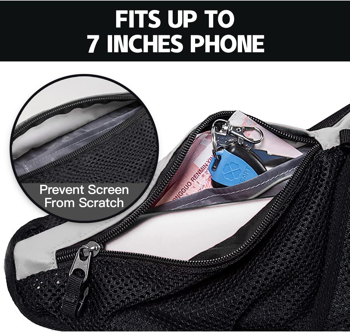 PYFK Running Belt Hydration Waist Pack with Water Bottle Holder for Men Women Waist Pouch Fanny Bag Reflective