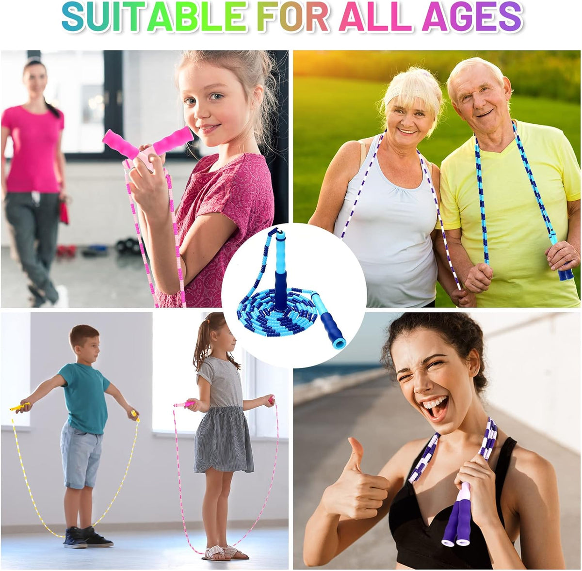 Yunsailing 20 Pack Jump Ropes for Adults Kids, 9.2 Feet Adjustable Length Free Segmented Skipping Rope Bulk Soft Beaded Jumping Ropes for Women Men Exercise Training Workout Weight Loss