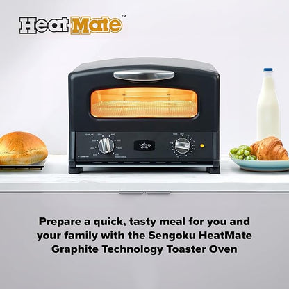 Countertop Toaster Oven, Compact Kitchen Appliance with Graphite Heating Technology, Black