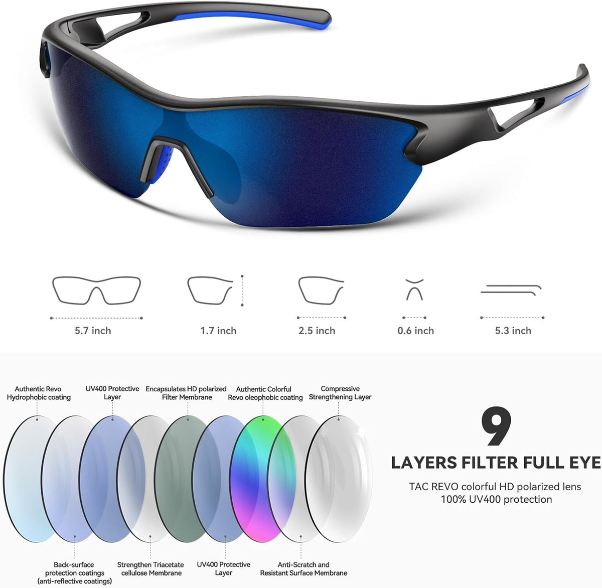 BEACOOL Polarized Sports Sunglasses for Men Women Youth Baseball Cycling Running Fishing Golf Motorcycle TAC Glasses UV400