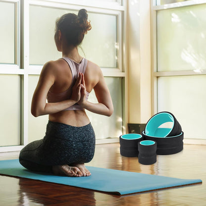 6 Pcs Back Roller Wheel Foam Padded Back Stretcher Wheel, Relaxation Yoga Roller with Carrying Bag and Upper Posture Corrector, for Pain Relief, Muscle Massage, Physical Therapy Exercise