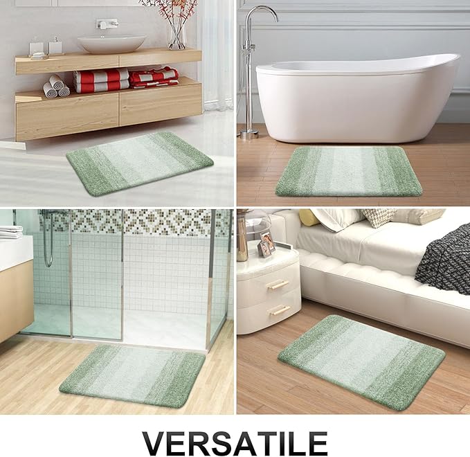 OLANLY Bathroom Runner Rugs Mat 59x24, Extra Soft Absorbent Microfiber Bath Rugs, Rubber Backing, Quick Dry, Washable Long Bath Mats for Bathroom, Tub and Shower, Home Decor Accessories, Sage Green