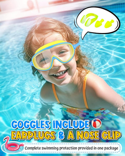 Rantizon Swim Goggles 2 Pack, Wide View Anti Fog&UV Swimming Goggles for Audlt, No Leaking Swim Glasses for Men Women Kids