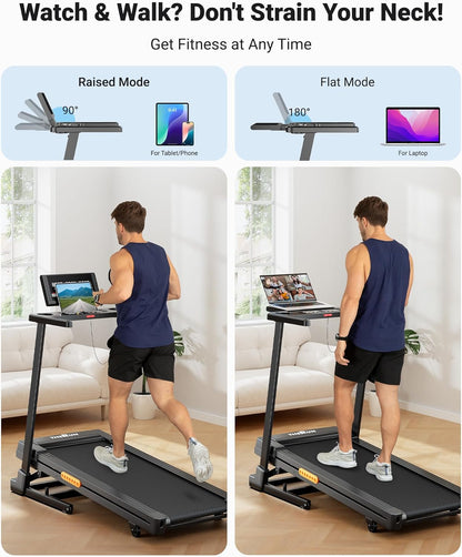 THERUN Treadmill with Incline, 3.0 HP Foldable Treadmills for Home, Brushless Motor Auto Incline Treadmill, 12 Level Adjustable, 300 LBS Capacity, Quiet Running