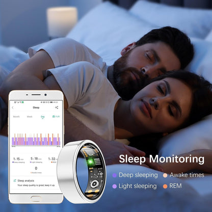 Health Tracker Ring, Smart Health Ring for Women Men with Heart Rate, Blood Oxygen, Sleep Monitor, Steps,Calories, No Subscription Fee, IP68 Waterproof Smart Ring for iPhone & Android (Silver, 12#)