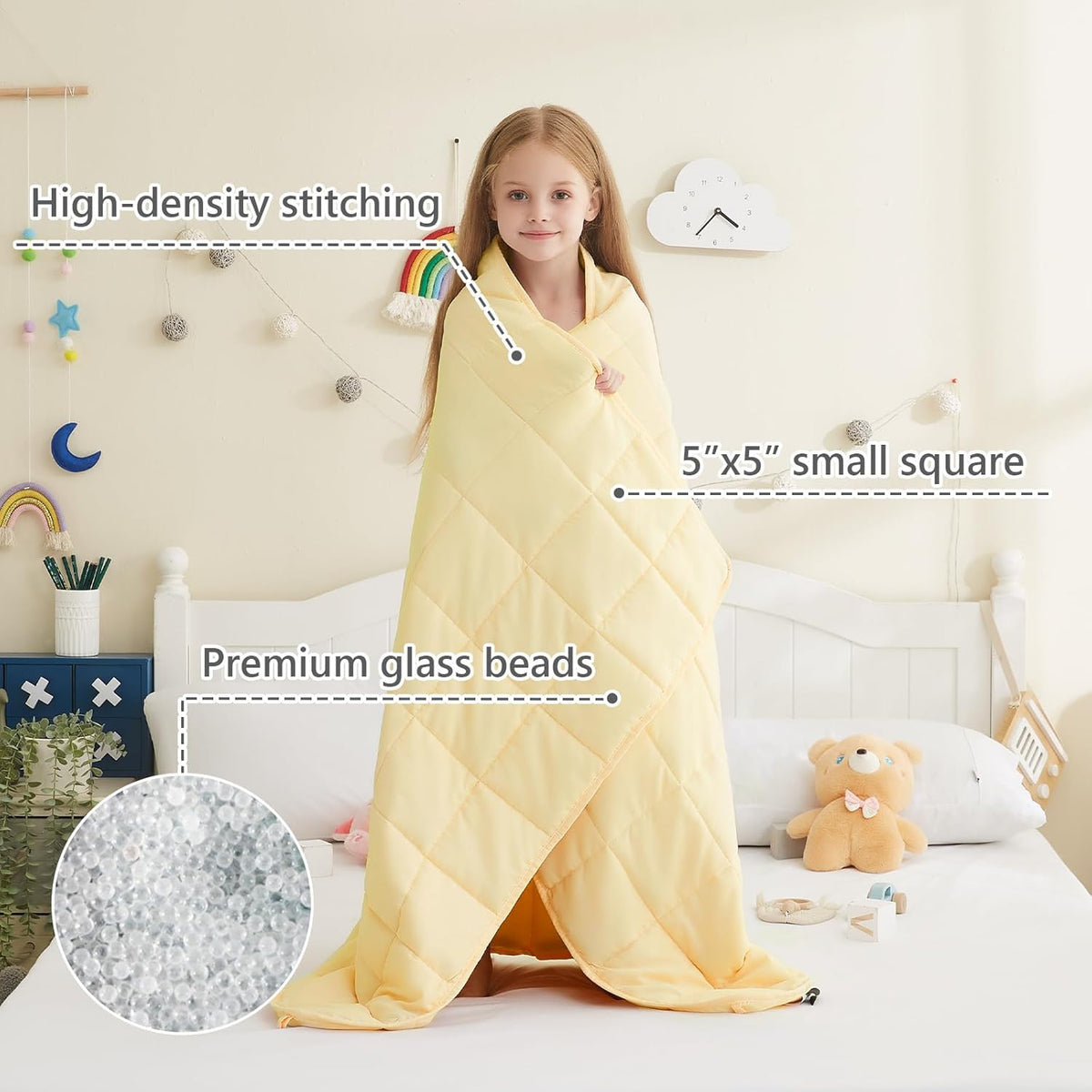 L'AGRATY Weighted Blanket - 40"x60" 10lbs Breathable Weighted Blanket Microfiber Material with Glass Beads