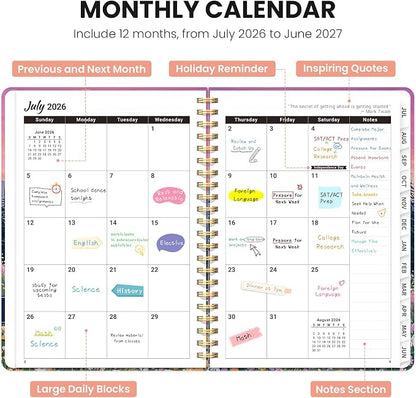 Planner 2026-2027, Academic Year Monthly & Weekly Planner Caledndar, July 2026 - June 2027, Hardcover Large Planning Agenda Book with Tabs for School Office Supplies, 8.5" x 11" - Dreamscape Hills