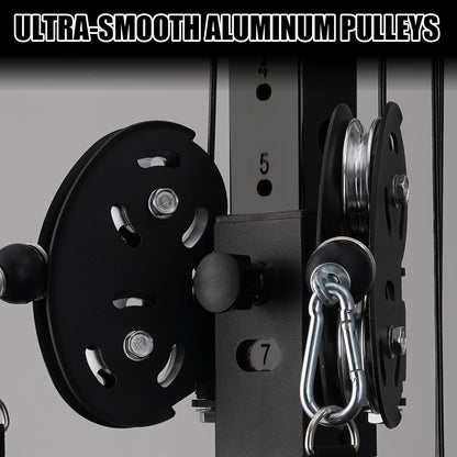 Mikolo Wall Mount Cable Station, Cable Crossover Machine with Dual Pulley System and 18 Adjustable Positions for Home Gym Fitness Equipment