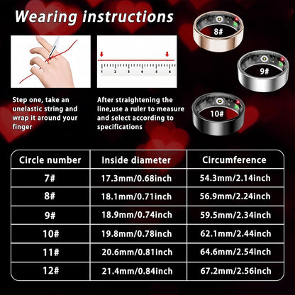 Smart Ring for Women Men, Sleep Tracker Ring, Waterproof Fitness Tracker Health Rings with Heart Rate Monitoring,Blood Oxygen,Stress Distance Calories Steps Tracking,No Subscription Fee(Rose Gold,#12)