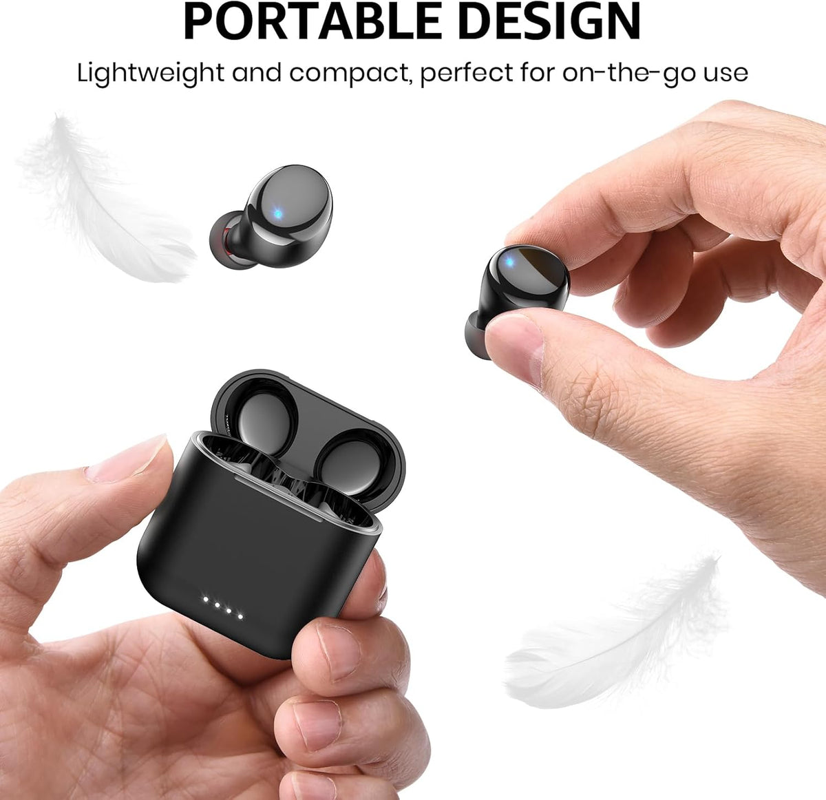 TOZO T6 Wireless Earbuds, IPX8 Waterproof Ear Buds, Stereo Bass Sound Bluetooth 5.3 Headphones in Ear, 50 Hours Playtime Earphones, Wireless Charging Case, Custom 32 EQ via APP