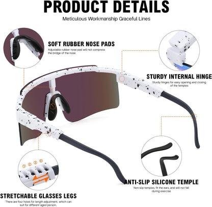 MALIDAK Sports Sunglasses for Mens Women Youth Baseball Sunglasses UV400 Protection Men Cycling Glasses