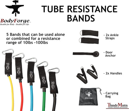 BodyForge Resistance Loop Bands & Tube Bands Exercise Sets Bundle