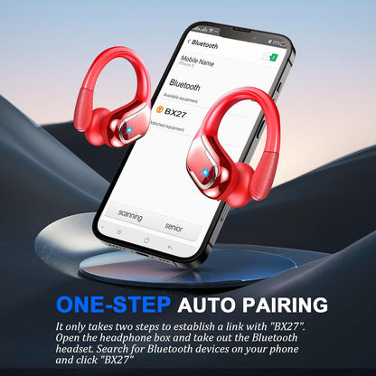 Wireless Earbuds Sport Bluetooth Headphones 5.4, 2025 Bluetooth Earbuds 75Hrs Stereo, 4 HD Mic, Over-Ear Buds with Earhooks ENC Noise Canceling Earphones, IP7 Waterproof Headset for Workout/Running