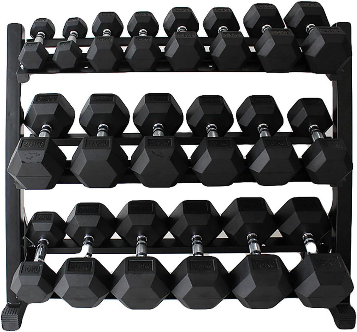 350-550 lbs Rubber Hex Dumbbells with Rack Free Weight for Home Gym, Durable Rubber Dumbbell with Storage,Coated Cast Iron Weight Strength Training Dumb bell Exercise Fitness Equipment