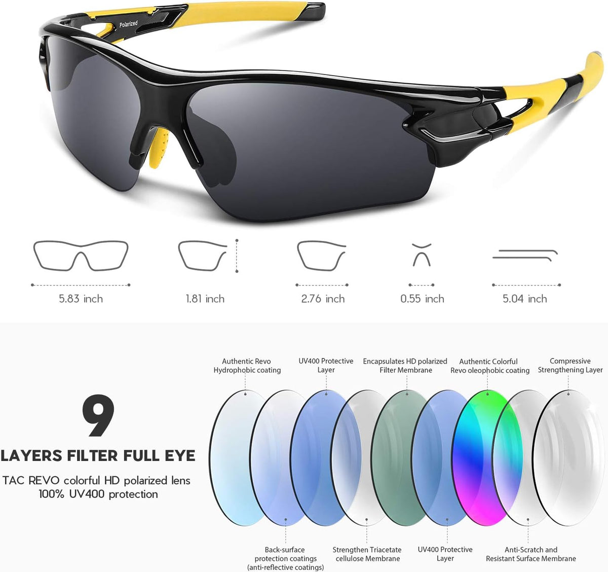 BEACOOL Polarized Sports Sunglasses for Men Women Youth Baseball Fishing Cycling Running Golf Motorcycle Tac Glasses UV400