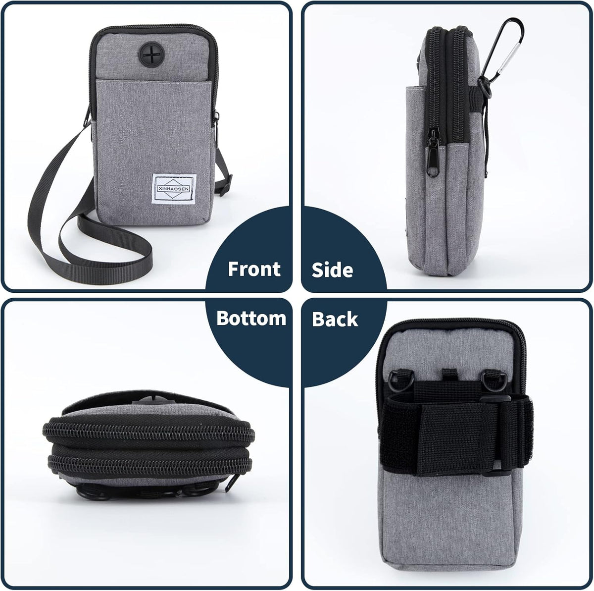 Cell Phone Purse Waist Pack Bag Travel Crossbody Bag Wristband Sport Armband Wallet with Removable Shoulder Strap (Dark Grey)