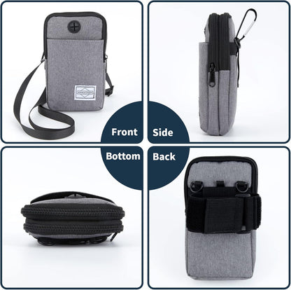 Cell Phone Purse Waist Pack Bag Travel Crossbody Bag Wristband Sport Armband Wallet with Removable Shoulder Strap (Dark Grey)