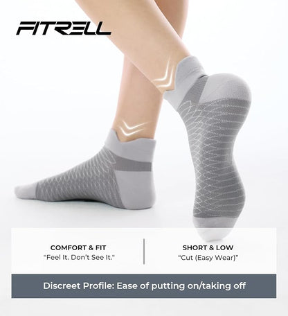 FITRELL Ankle Compression Socks for Women & Men - 5/6 Pairs Cushioned Arch Support Running Socks, Plantar Fasciitis Relief