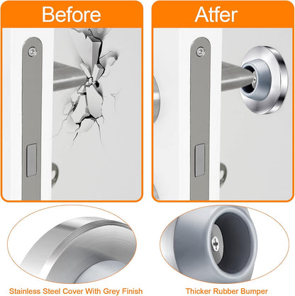 Blulu Concave Wall Door Stopper Door Bumper Stainless Steel Wall Protector Flush Bumper with Grey Rubber Concave Knob Cover Stopper(Silver,4 Pieces)