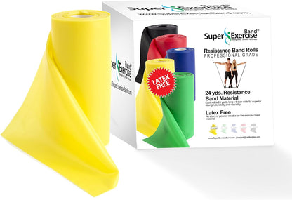 Resistance Band for Working Out - 8,16,24 Yard Resistance Bands Bulk Rolls - 10 Strengths in Light Medium and Heavy Exercise Bands - Latex Free Workout Bands Including iPhone App and e-Book