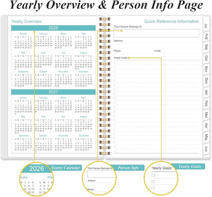 Daily Planner 2026-2027 Full Page Per Day- 2026-2027 Daily & Monthly Planner from July 2026 to June 2027, Day Planner 2026-27 with 12 Months Tabs, 6.4" x 8.5", Pink Flowers
