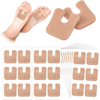 Boao 60 Pcs Callus Pads 1/4" Thick U Shaped Metatarsal Corn Pads Felt Callus Cushions Adhesive Corn Protectors for Men Women Feet Toes Pain Relief Blister Prevention