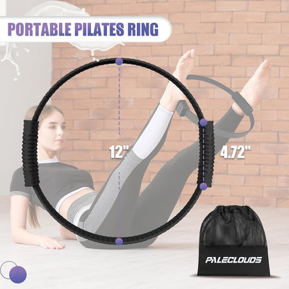 Pilates Ring, 13.5"/12" Silicone Magic Circle with Training Poster & Portable Bag, Pilates Ring Circle for Inner Thigh Workout, Yoga, Lose Weight & Physical Therapy for Women