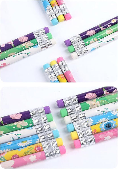 144pcs Flowers Pencils with Eraser Wood Pencils Bulk (Flowers, 144)
